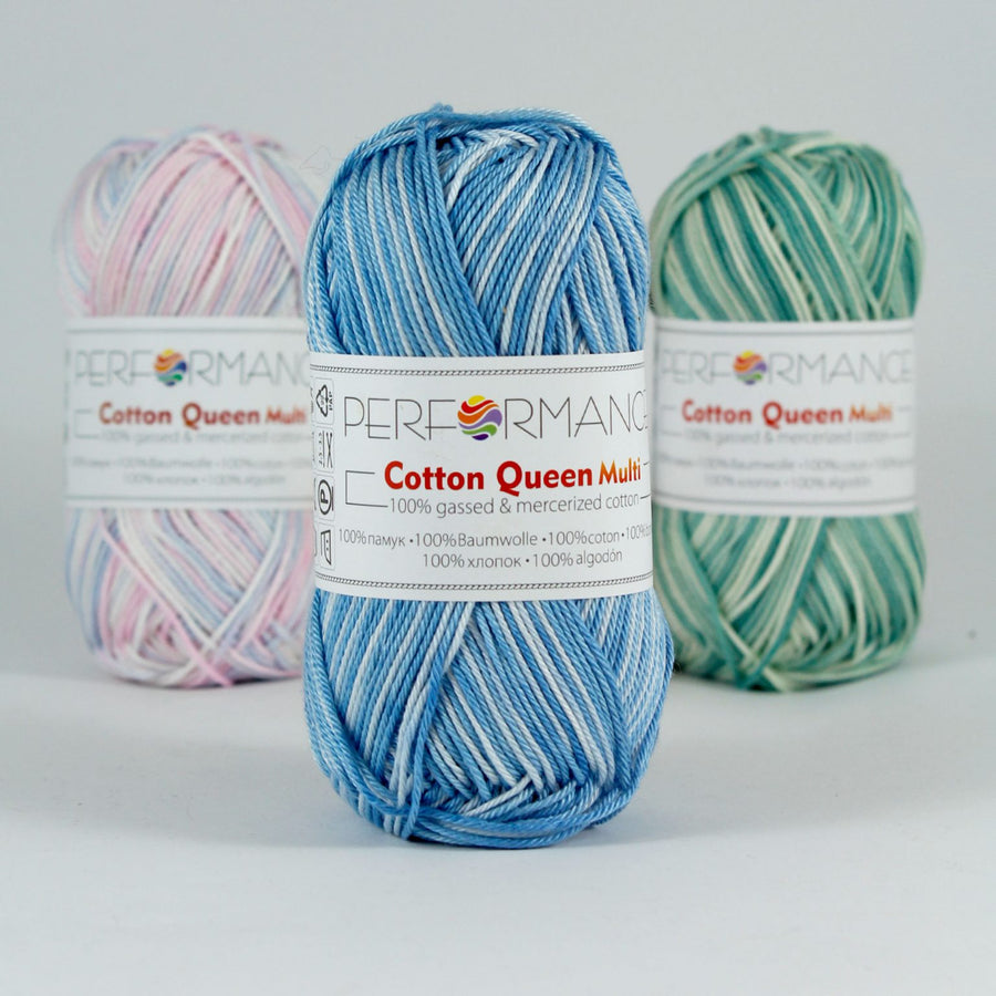 Lana Performance Cotton Queen Multi Matizado Azules # 9125 x 50 gramos