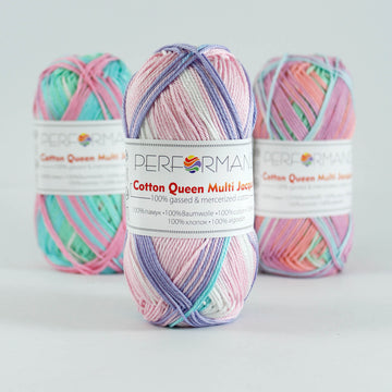 Lana Performance Cotton Queen Multi Jacquard Matizado Lila Rosado Azul # 10482 x 50 gramos