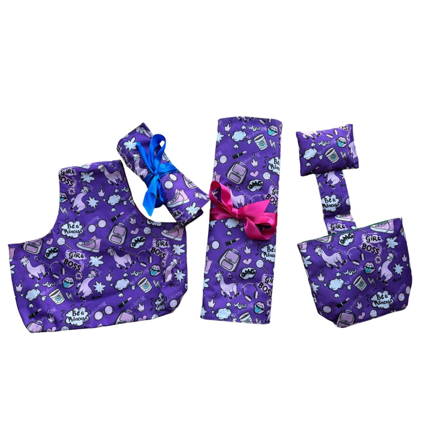 Set Bolsa y Estuches para llevar tus Tejidos - Girl Boss Morado