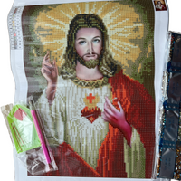 Kit de Pintura con Diamantes 5D - Diamond Paint - Corazon de Jesus - 30 x  40 cms